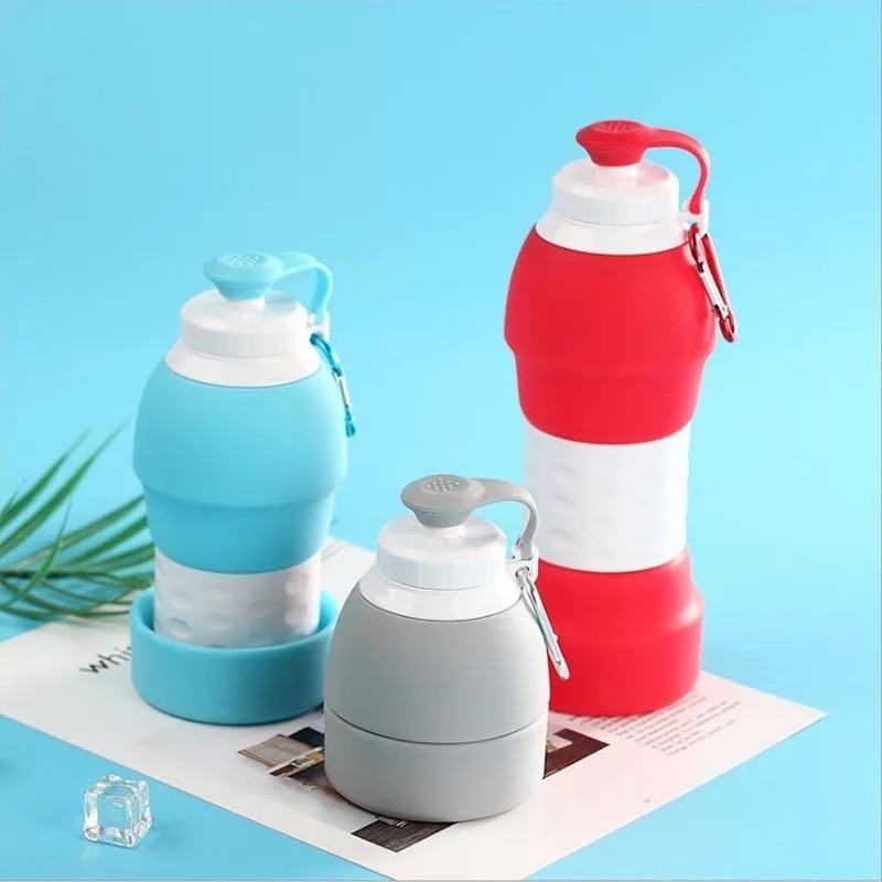 580ml udendørs rejse foldbar vandflaske silikone kop sammenfoldelig vandflaske mini sammenklappelige flaske vandflasker 3 farver
