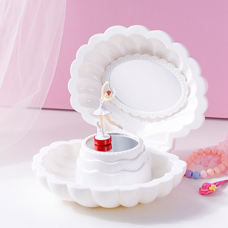 Colorful Flash Shell Music Box Music Box Girl Heart Children Girls Jewelry Jewelry Storage Box Rotating Dancing: No light 1