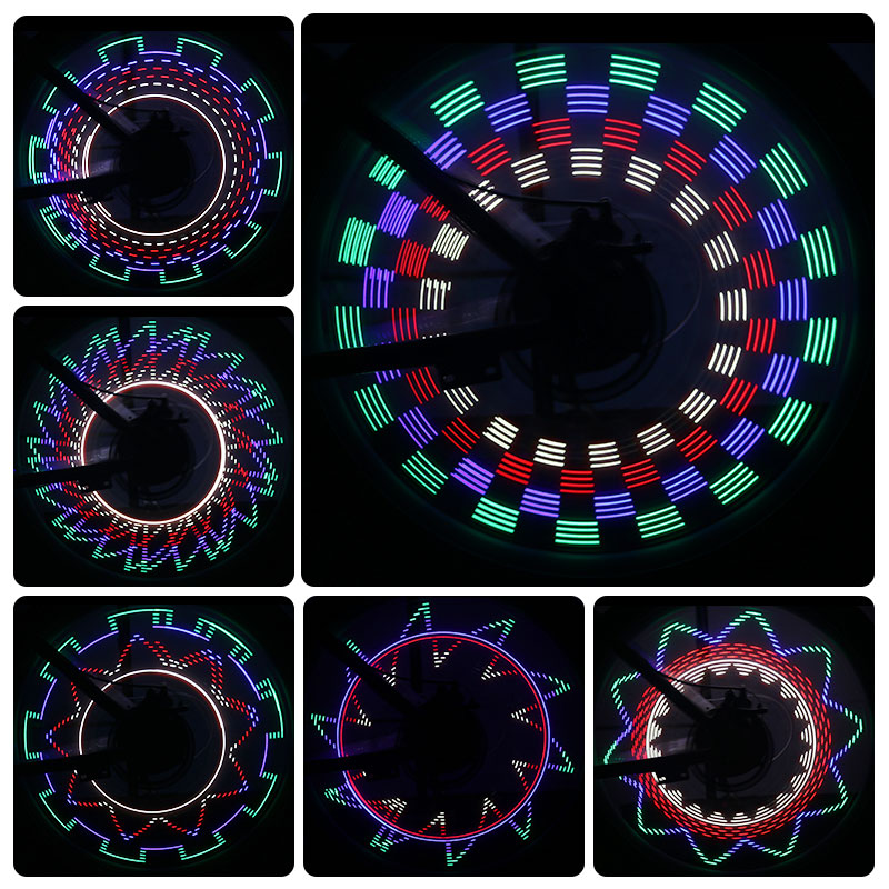 Bicycle Wheel Light RGB LEDS Bike Spoke Lamp Cycling Rim Signal Warning Lantern Colorful Patterns Movement Sensor