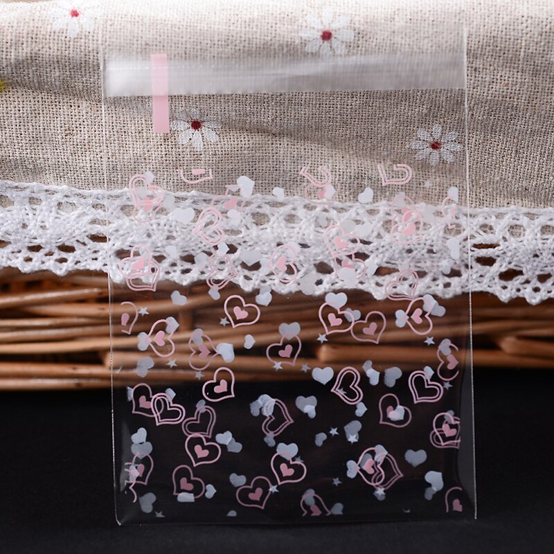 50pcs/lot Cookie 70X70mm Baking Packaging Self-adhesive Transparent Plastic Bag For Biscuits Snack Bake Package