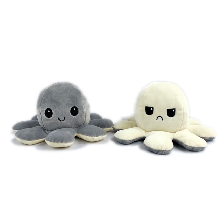 Double Sided Stuffed Flip Octopus Plush Doll Soft Simulation Plush Toy Color Doll Filled Plush Child Toy: Gray beige