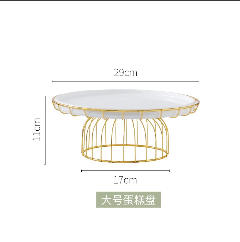 Three-tier Dessert Cake Tray Ceramic Dinner Plate Household Bread Dish Tableware Breakfast Platter Restaurant Hotel Dishes: D