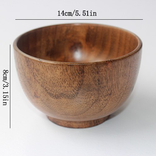 Gran Tazón de sopa de azufaifa de madera hecho a mano contenedores de comida saludable platos de cena tradicionales estilo japonés Bassie Vintage: 14cmTW007