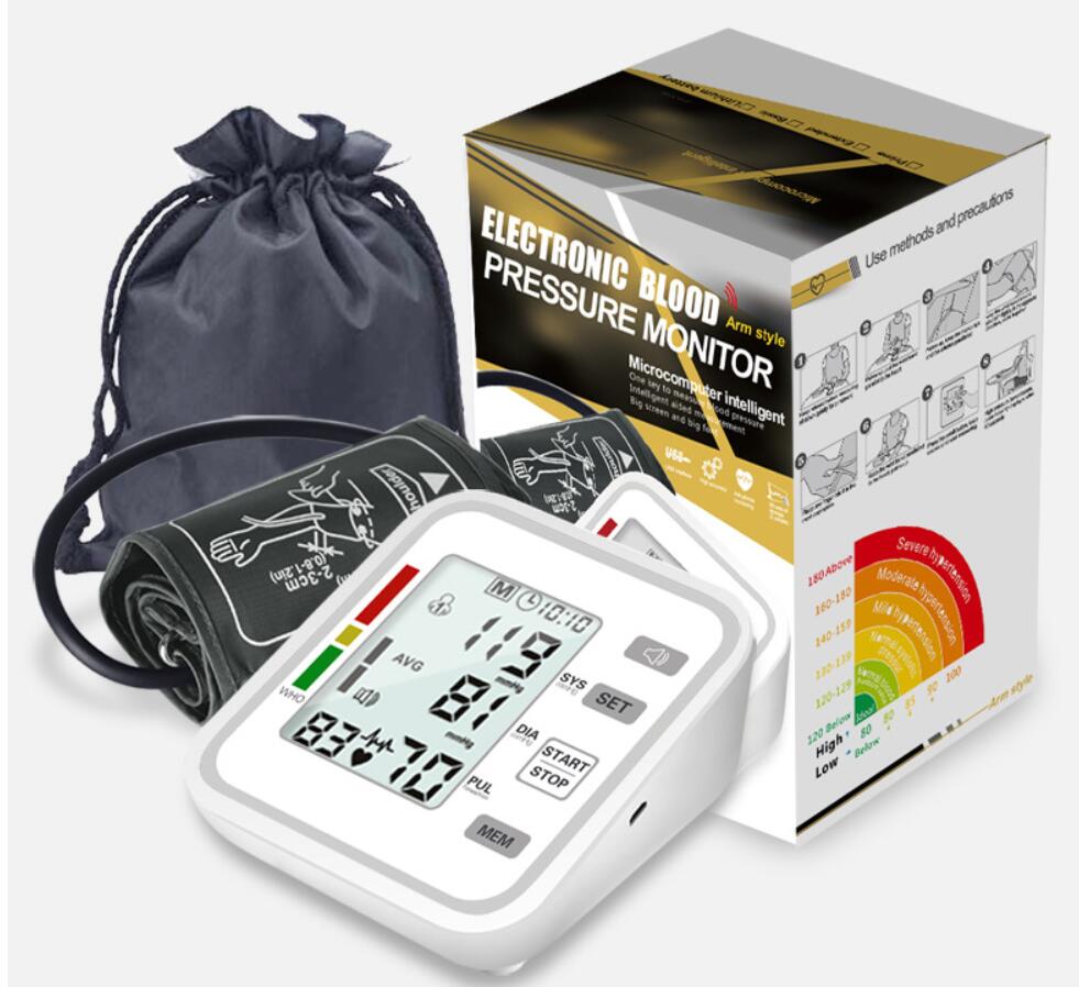Engelsk intelligent overarms blodtryksmåler hjemmeblodtryksmåler automatisk blodtryksmåler med stemme