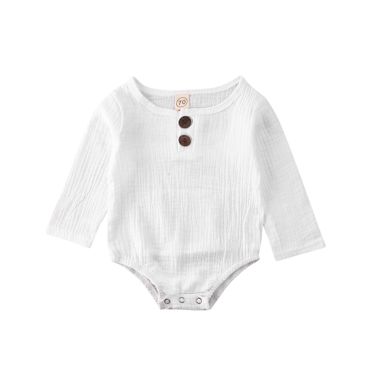 0-24M Baby Baby Kids Jongens Meisjes Jumpsuit Knop Solid Lange Mouwen Bodysuit Katoen Outfit Set: WHITE / 6m