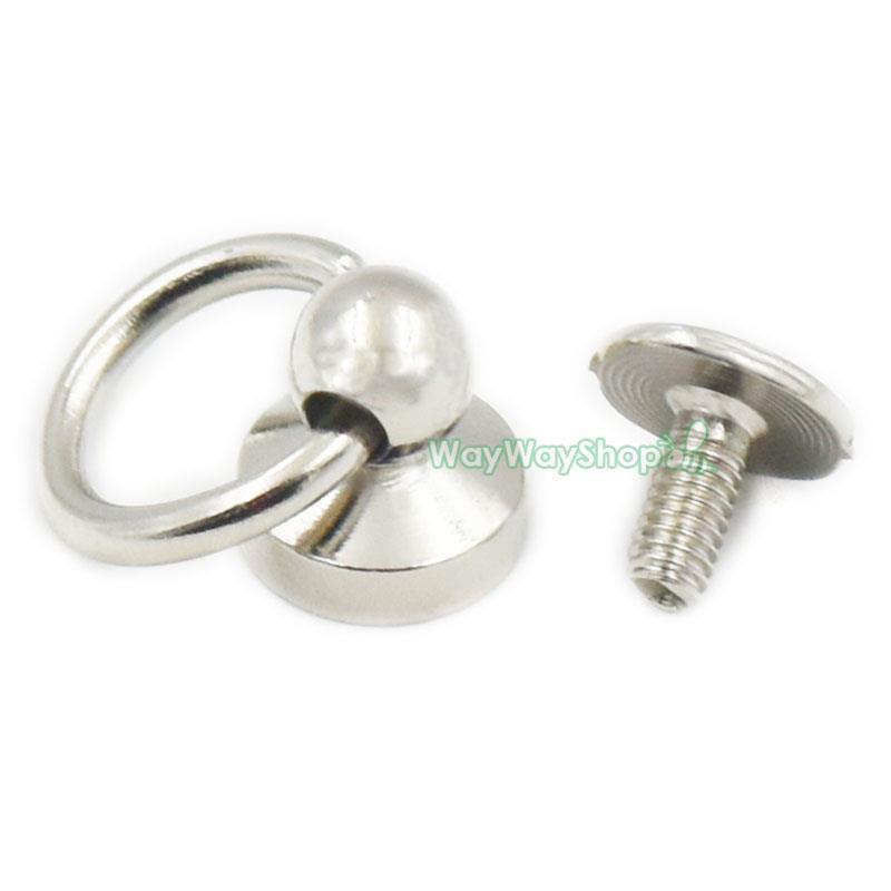 50 Uds. Botón de cabeza tuerca tornillo de rosca 1/4 "6mm O anillo para tornillo Chicago nail níquel bronce dorado: Nickel