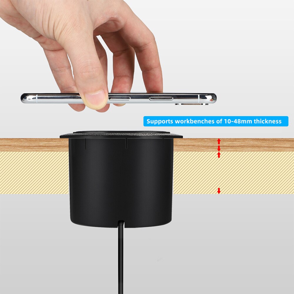 Portoble 18W USB Desktop Embedded Wireless Charger Fast Charging Durable USB Phone Charging Pad Built In Desktop Quick Charger