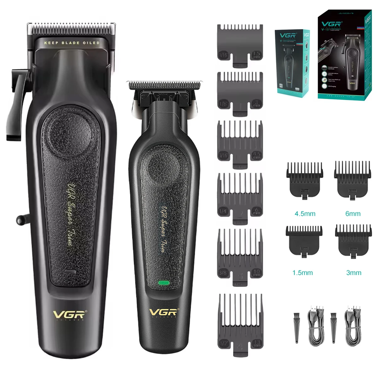 VGR Hair Trimmer Hair Cut Machine Electric T Blade Barber Clippers Cordless Rechargeable Hair Trimmer for Men V-995: Brown