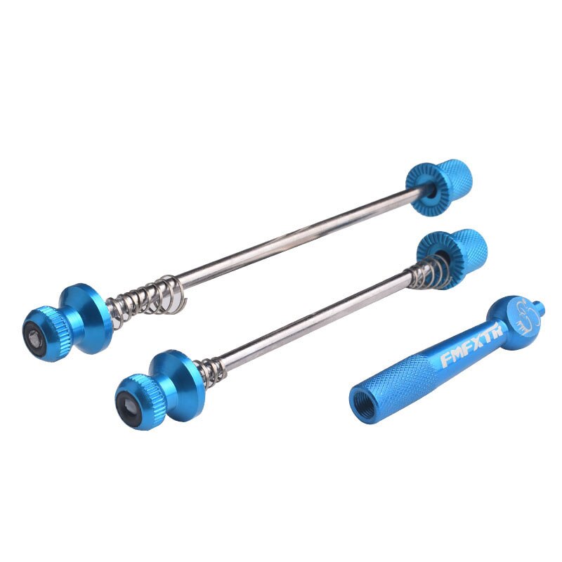 Rueda de bicicleta MTB, brochetas de liberación rápida, bloqueo de seguridad, juego de brochetas antirrobo, palanca de bloqueo, aleación de aluminio: Blue