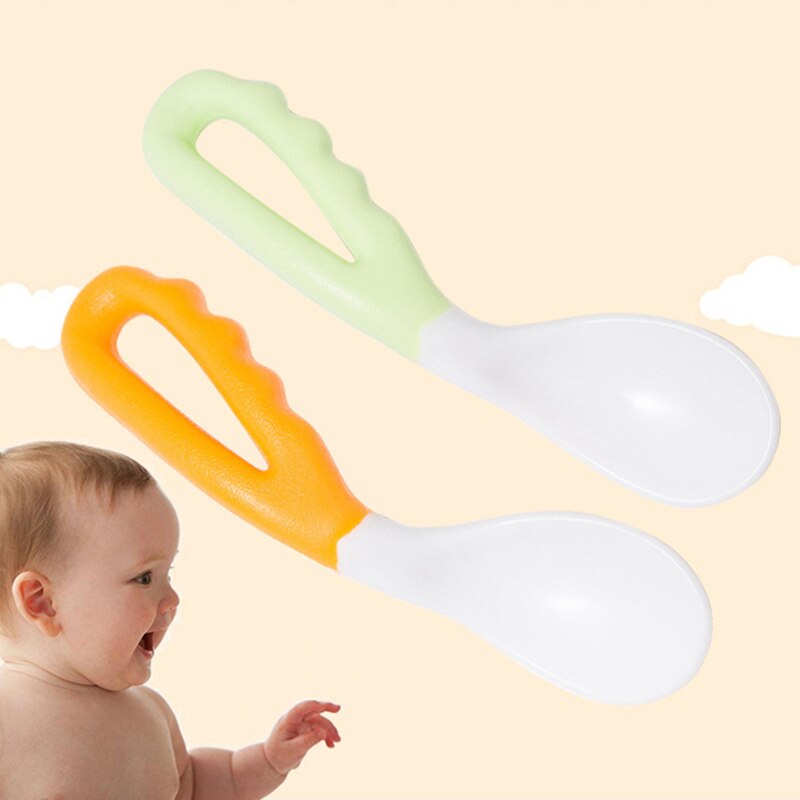 Unisex baby böjd sked pp material barn porslin bebis äta träning sked armbåge skedar ris skopa bebis matningsverktyg