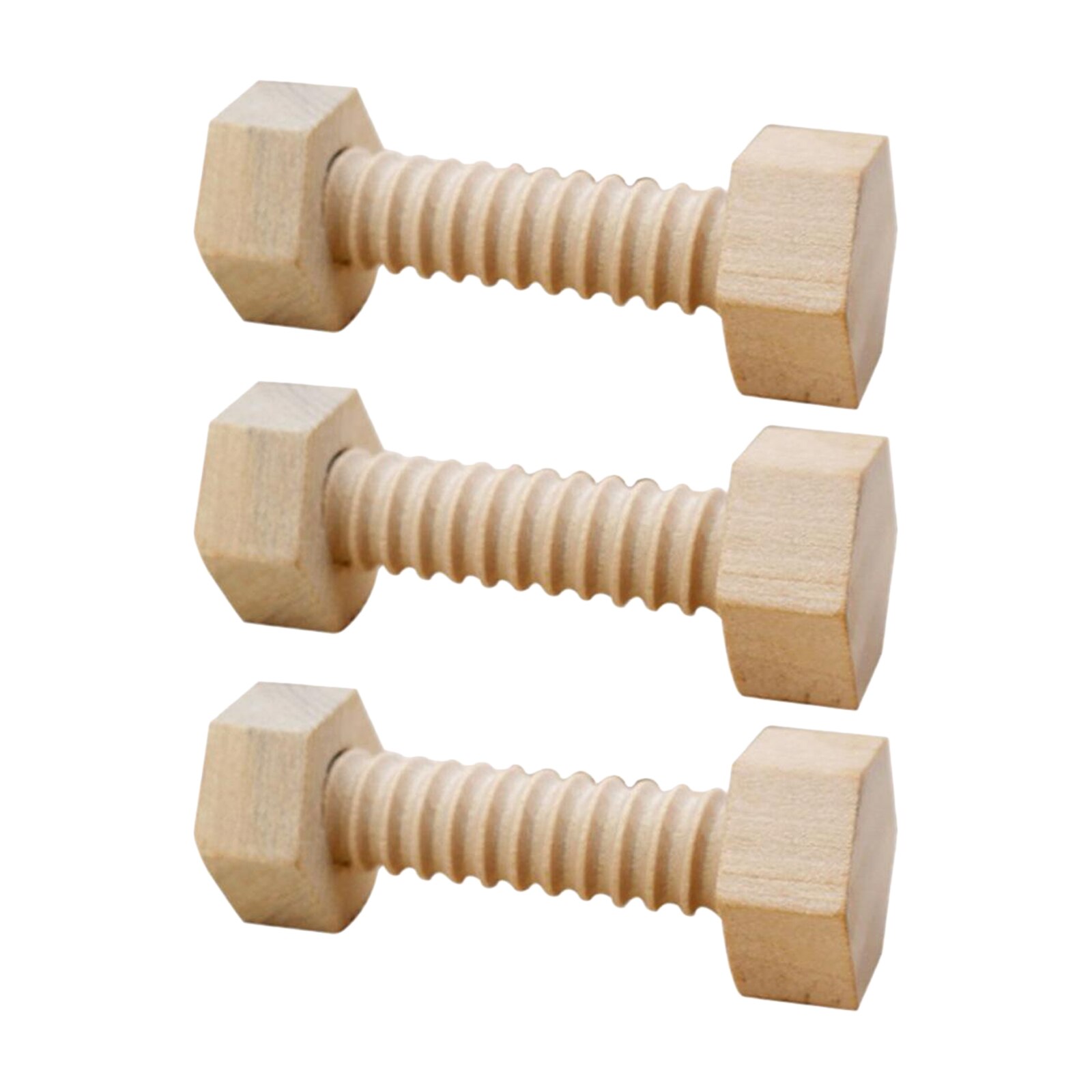 3Pcs Early Education Educational Screw Nut Assembling Unfinished Wooden Toy