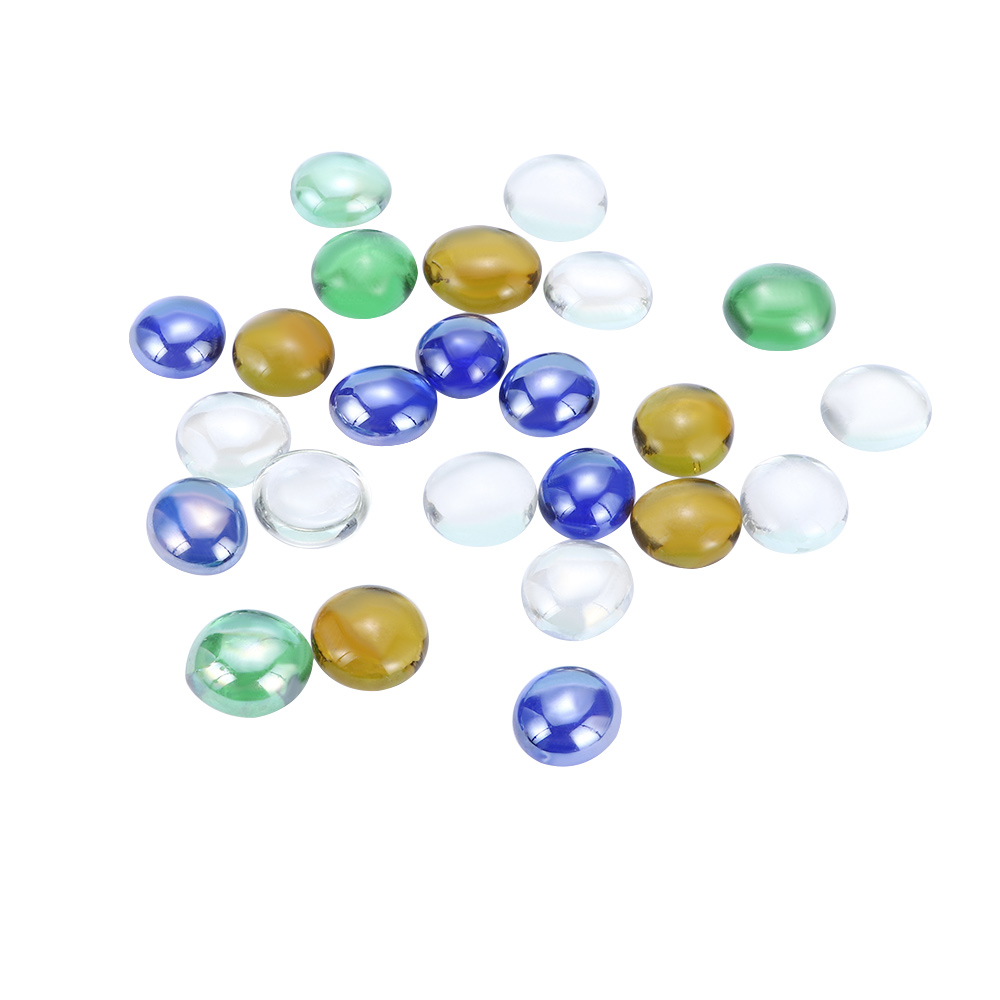 Piedras redondas para acuario de peces, abalorios planos de cristal de colores para decoración del hogar, accesorios para peceras, 100g