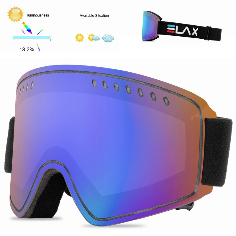 Elax nova marca dupla camada anti-nevoeiro óculos de esqui máscara de esqui óculos de neve snowboard googles homem mulher snowmobile eyewear: EL2