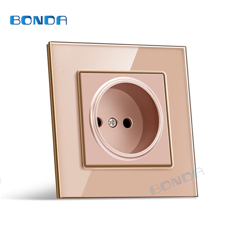 Standard cable ue ue 16a wall shot tempered glass/panel AC110-250V type electrical socket ce rohs certificate: Eur gold  glass