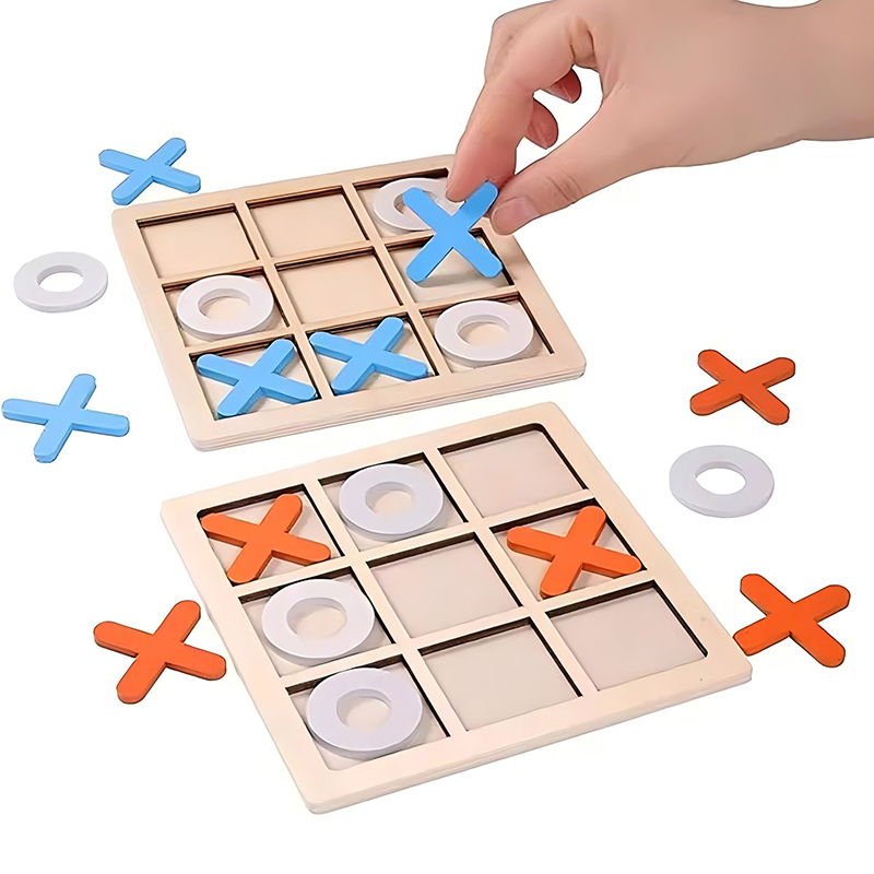 Gioco del Tris in Legno, Rompicapo Logico Divertente, Giochi da Tavolo Classici di Strategia per Adulti e Bambini, Regalo Educativo