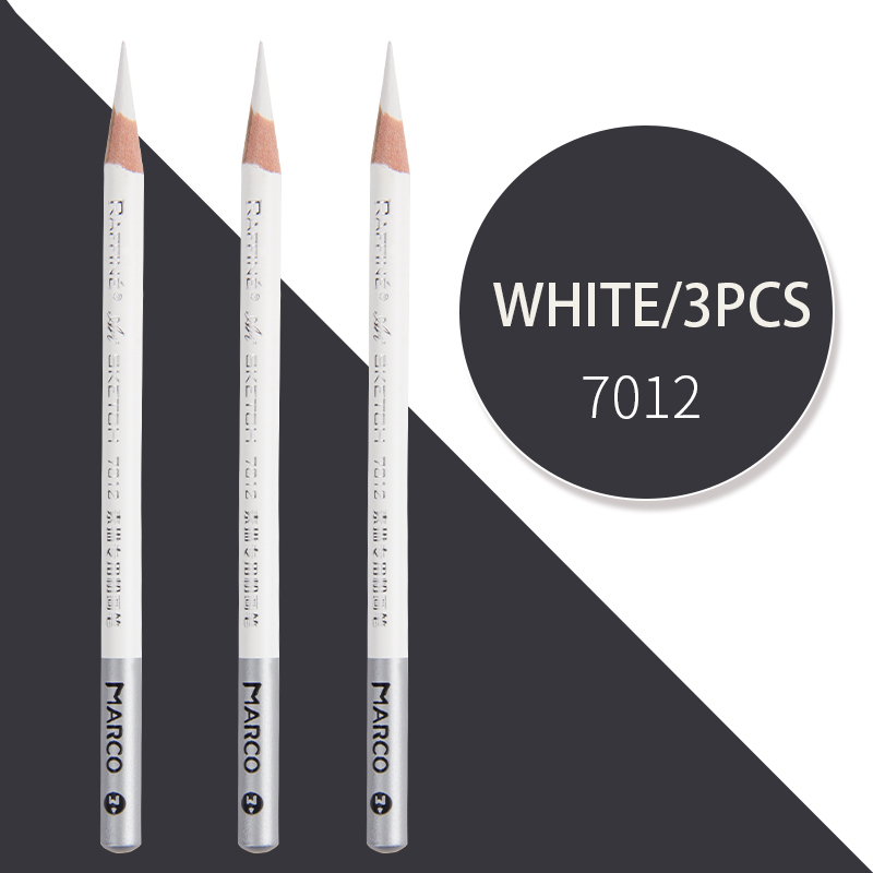 Lápices para arte de grafito, 3 uds. Marco, suministros de arte, lápiz de carbón vegetal suave, medio duro, blanco brillante: 3PCS 7012 White