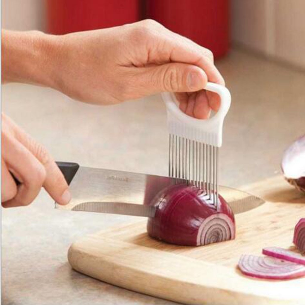 1PC Neue Küche Spielereien Zwiebel Schneidemaschine Tomaten Gemüse Sicher Gabel Gemüse Schneiden Schneiden Werkzeuge
