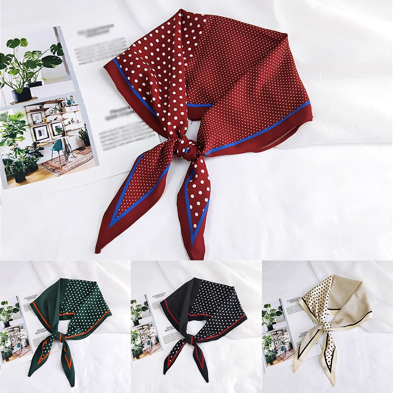 Polka Dot Spell Color Small Silk Scarf Women Rhombus Head Scarves Narrow Long DIY Handle Bag Ribbons Skinny Hair Neck Scarves