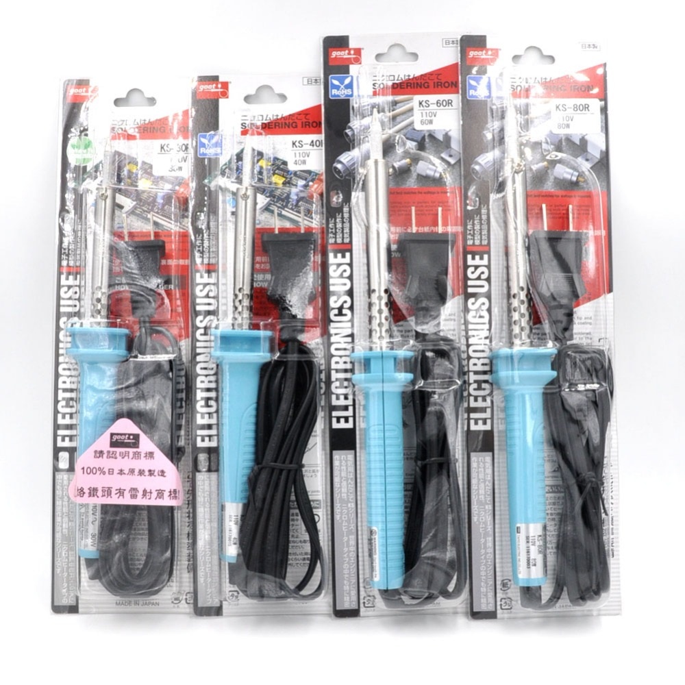 Soldador eléctrico KS de Japón GOOT, herramienta de reparación de soldadura duradera, ligera, de calefacción rápida, de 110V/220V, 30W, 40W, 60W, 80W y 100W