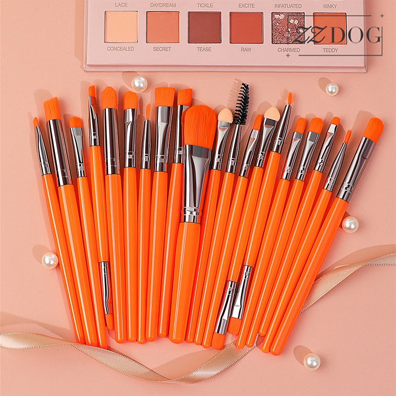 Zzdog 20 stk øjenskygge børste sæt høje øjendetaljer makeup børster naturligt hår kosmetiske værktøjer til foundation