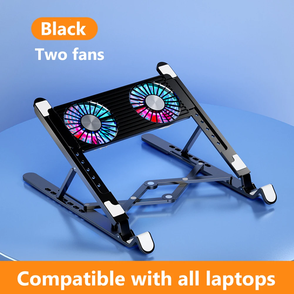 Laptop Cooler Base Stand Foldable Laptop Cooling Pad Portable Adjustable suporte para notebook for 11 Inch with 2/4 Fans: Gold