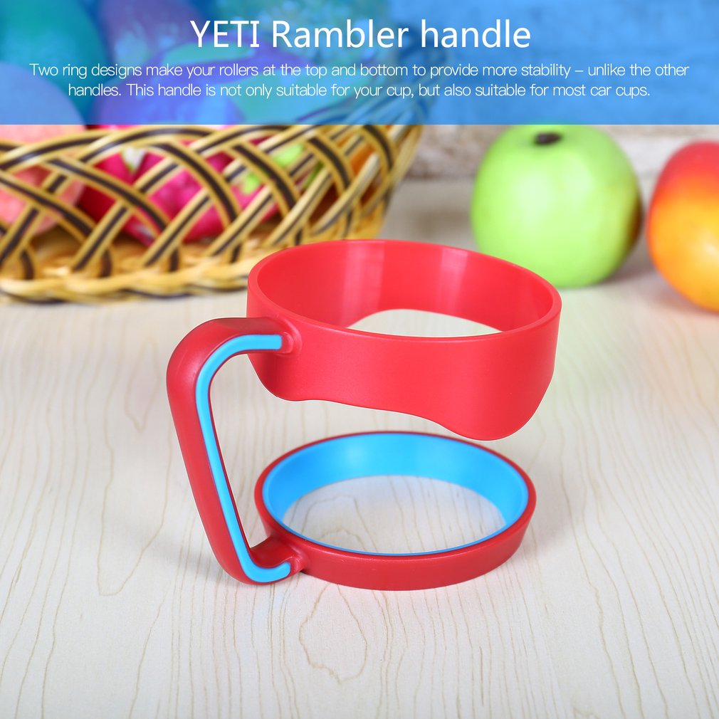 Poignée de tasses en plastique de support de main rouge + bleu pour la poignée de gobelet de Rambler de 30 Oz pour des tasses de tasse de 30 onces deux anneaux