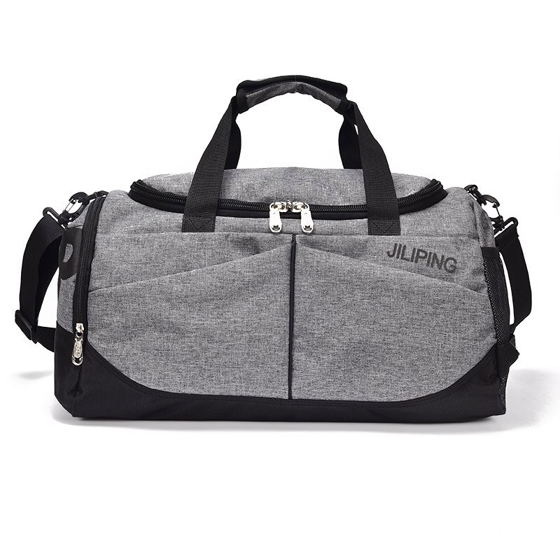 Bolsa de viagem dos homens quentes grande capacidade mulheres bagagem esporte duffle sacos masculino lona grande viagem dobrável bolsa ombro 632: Cinza