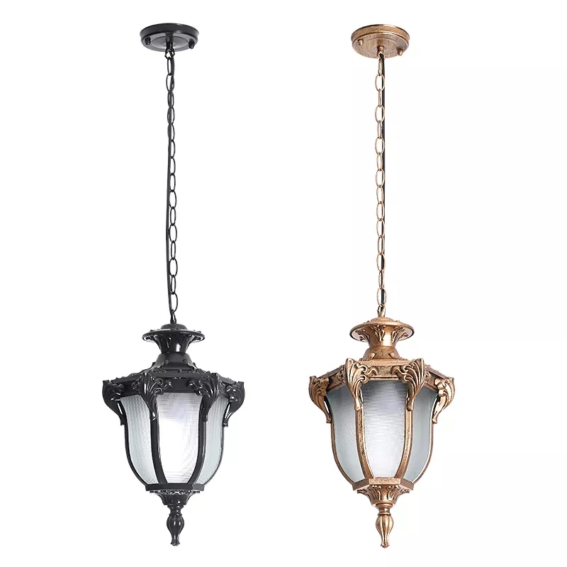 Lampes suspendues imperméables européennes en plein air rétro village lustre balcon couloirs lumières raisin support lampe à suspension luminaire