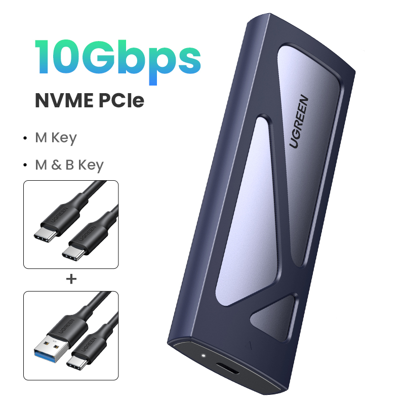 UGREEN M2 SSD Case NVME SATA Dual Protocol M.2 to USB Type C 3.1 SSD Adapter for NVME PCIE NGFF SATA SSD Disk Box M.2 SSD Case: grey