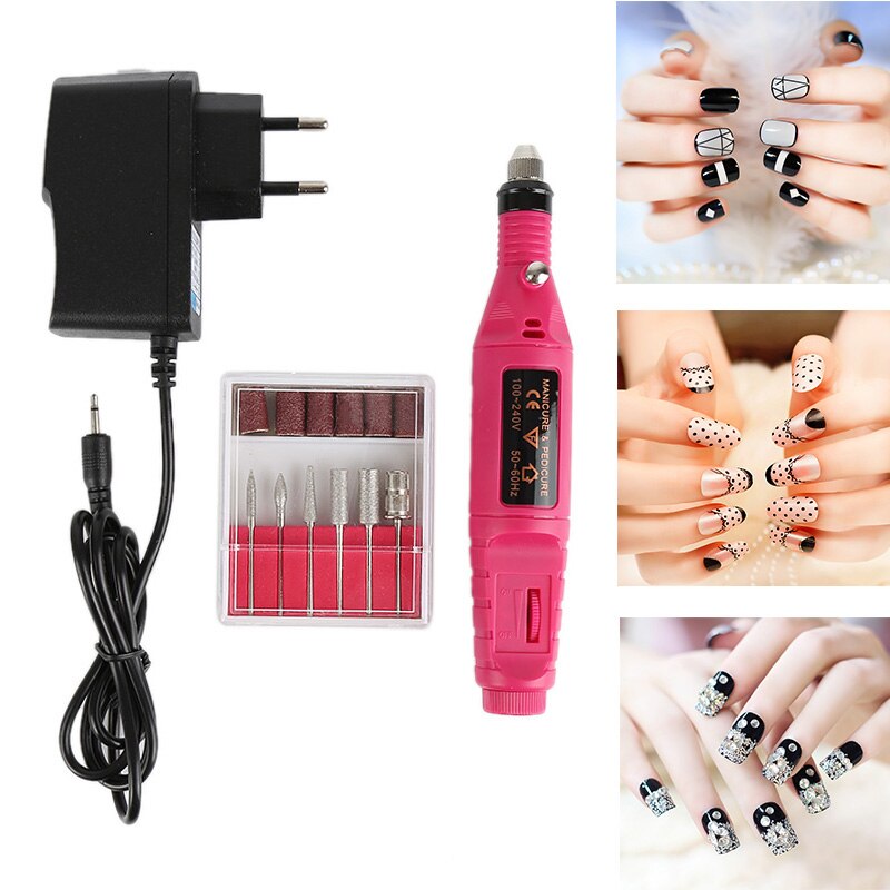 1 ensemble perceuse à ongles électrique Machine stylo appareil pour manucure fraises électrique ponceuse à ongles pédicure manucure Kit offre spéciale