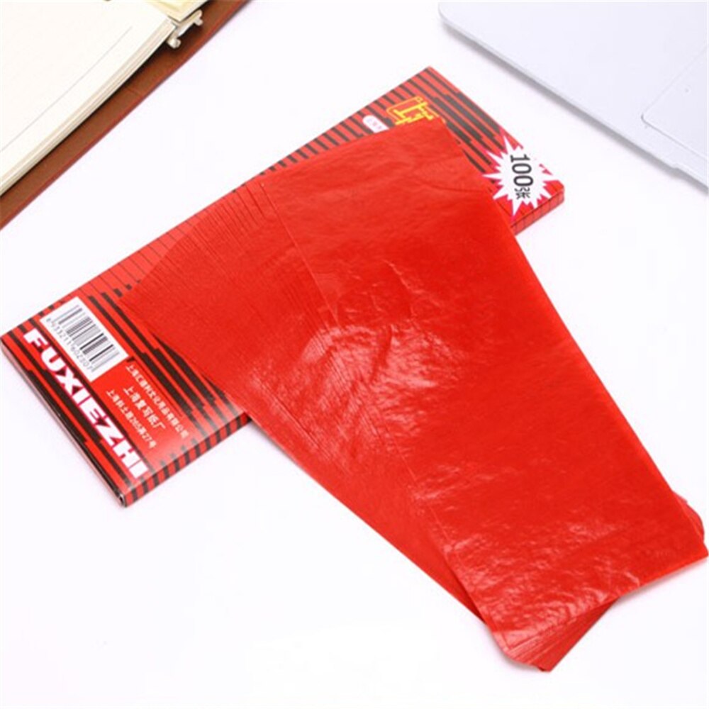 100 stk/kasse 38k red carbon stencil transfer papir dobbeltsidet hånd pro kopimaskine sporing hektograf repro 22 x 8.5cm
