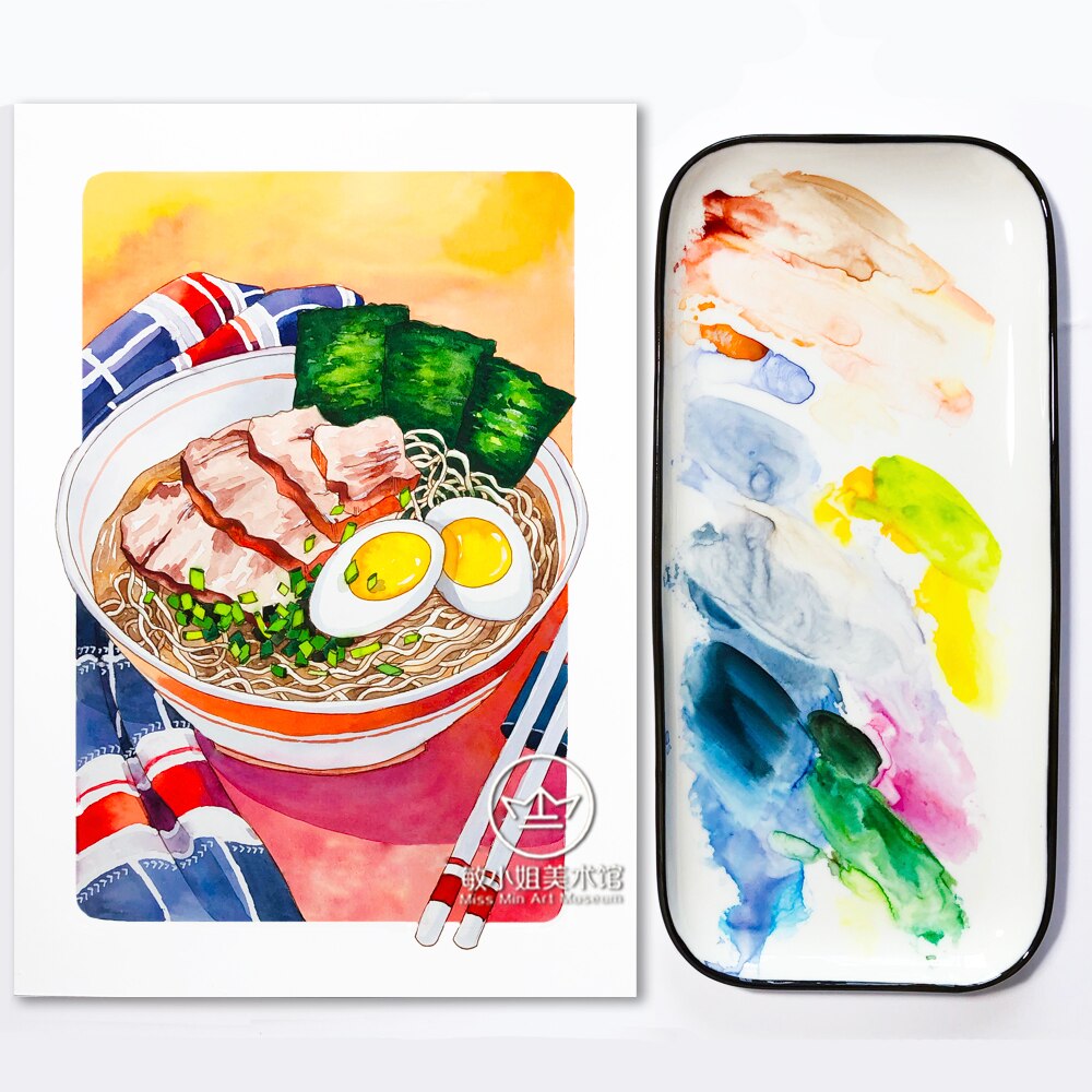 Keramische Aquarel Palet Olieverf Schilderij Palet Rechthoekige Vierkante Water Kleur Art Supply Schilderen Tool