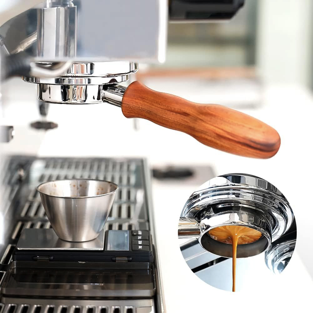 58mm Bottomless Coffee Portafilter for E61 Grouphead Espresso Machines Two-Ear Coffee Handle with Filter Basket Barista Tools