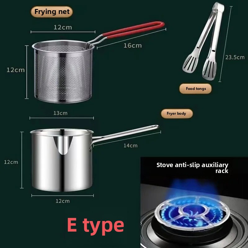 Universal Kitchen 304 Stainless Steel Fry Pot Home Use Multi-Function Detachable Outdoor Fried Food Set for Household: black / Three-piece Set