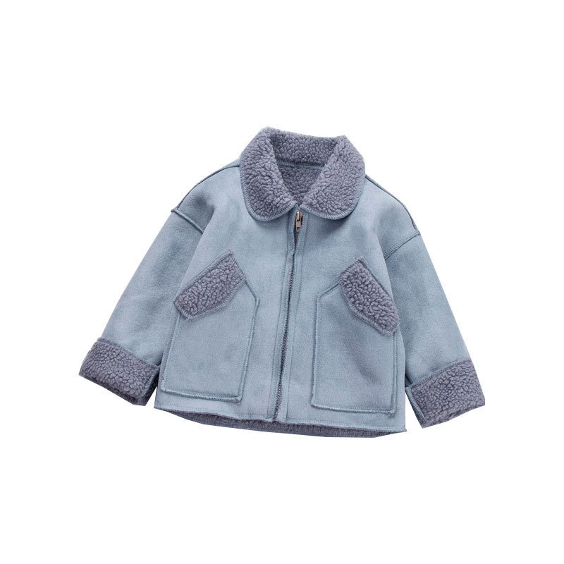 Jongens Plus Fluwelen Jasje Buitenlandse Baby Winter Jas Verdikking Kinderen Winter Windjack: Sky Blue / 6m