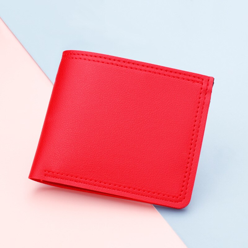 Mode Gesp Vrouwen Kleine Portemonnee Credit Multi-Kaarthouders Pakket Pu Functie Rits Ultra-Dunne Organizer Case Coin portemonnee: Red