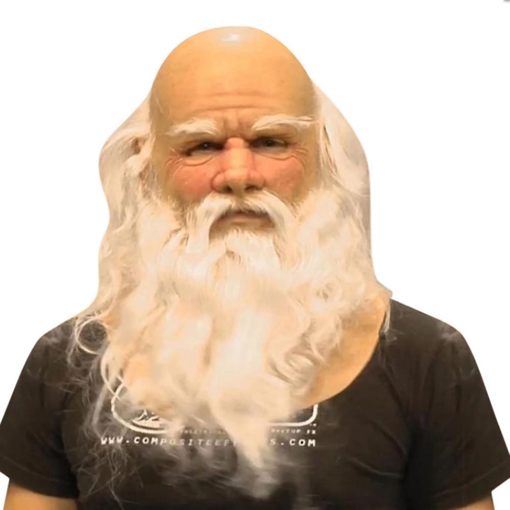 Unisex adult 3 christmas santa claus mask suit natural latex merry christmas face cover hood