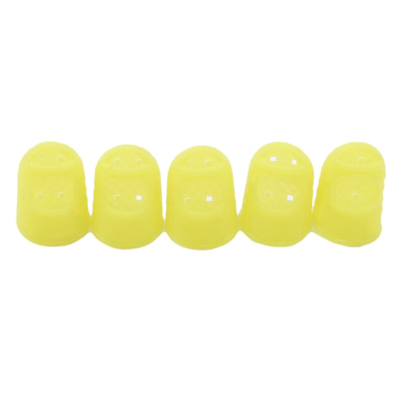 Protectores de dedos de silicona para guitarra, 5 piezas, protectores de dedos para ukelele, antideslizantes, 6 colores opcionales: yellow
