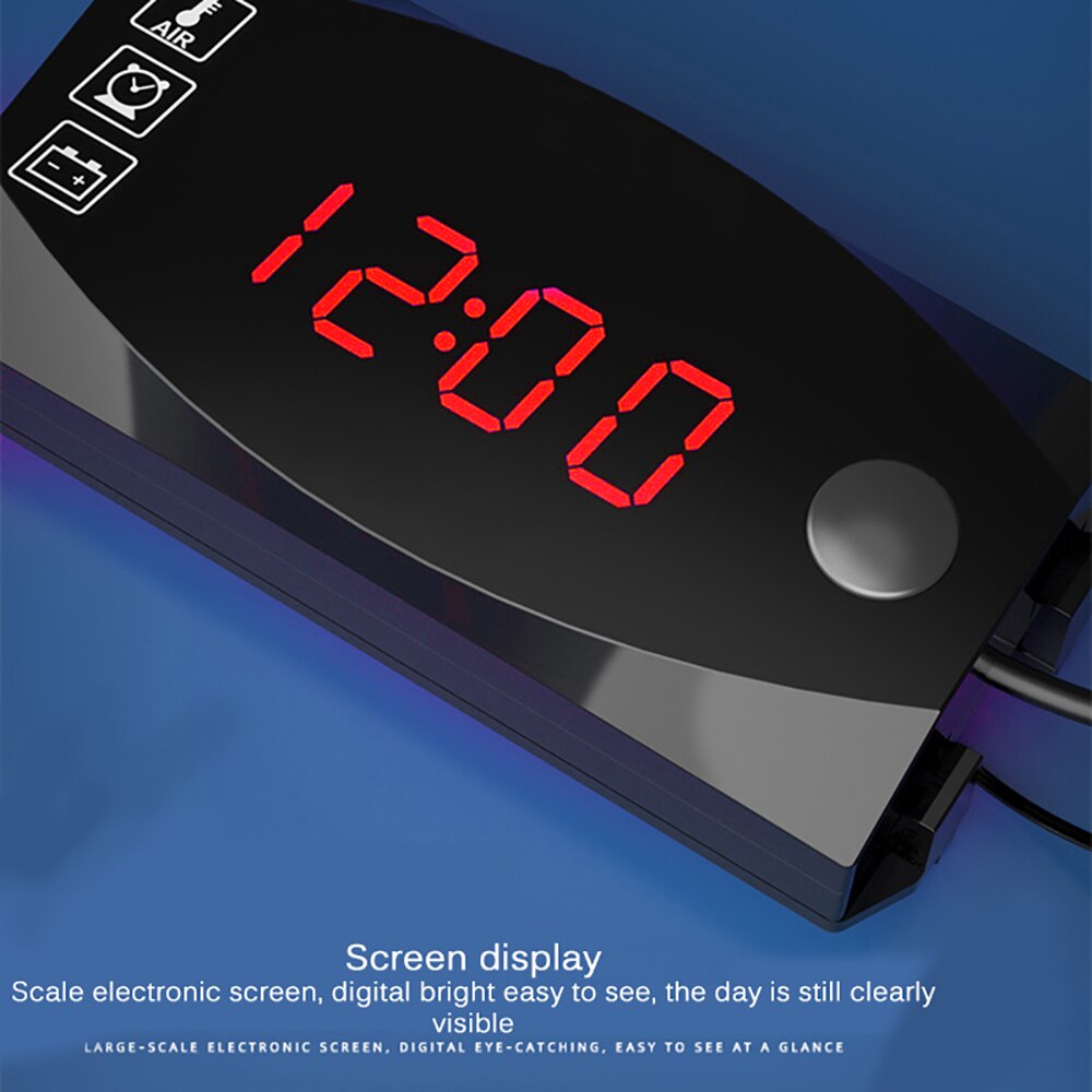 12V 3 In 1 Digitale Led Display Meter Voor Auto Motor Voltmeter Klok Waterdichte Indicator Gauge Panel Meter Acryl