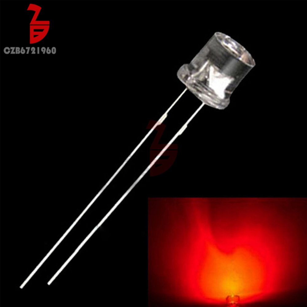 100Pcs 5mm Diode Flat Top White Red Green Blue Yellow Smd Smt Led Water Clear Super Bright Wide Angle Bulb 20000mcd Lamp: Red