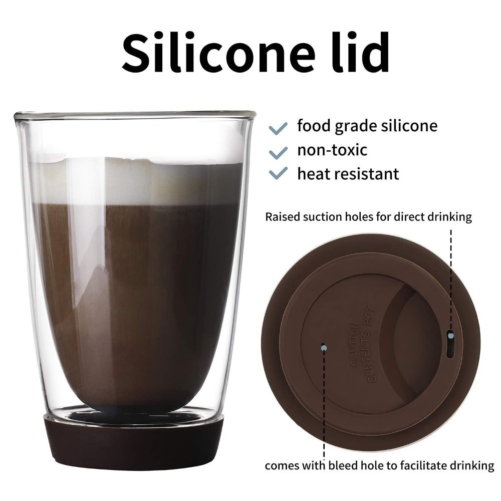 Dobbelt vegg glass verres Helle boire kaffekrus varmebestandig drikkeglass kopp med silisium lokk og utgangspunkt verre dobbel paroi