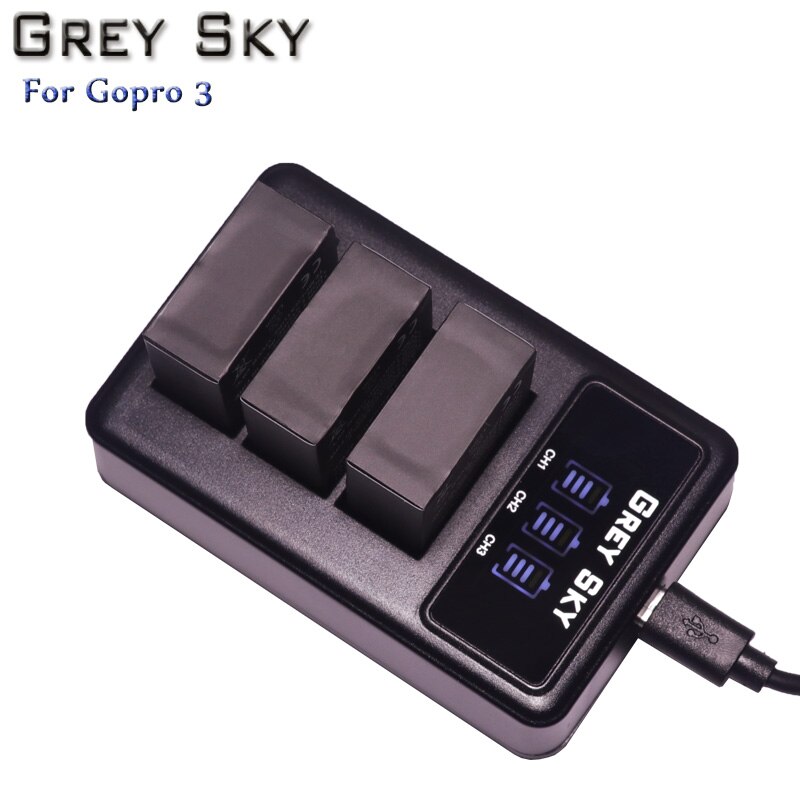 3Pcs 1600Mah Hero 3 Gopro Hero3 Batterij Vervanging + Led Dual Usb Charger Voor Gopro Go Pro Hero 3 3 + Camera
