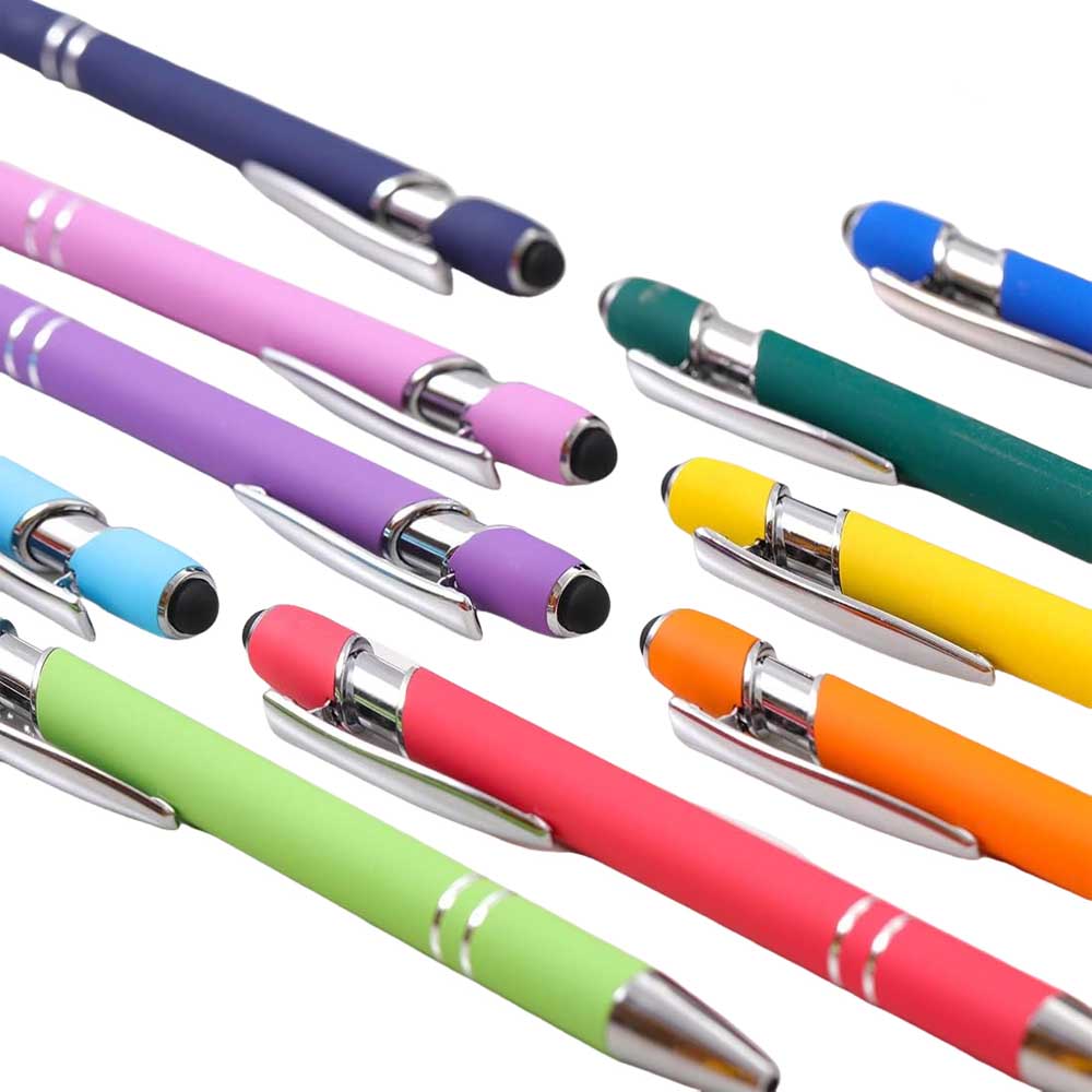Bolígrafo de 5-10 piezas con punta para lápiz óptico, metal, bolígrafo con lápiz óptico 2 en 1, tinta negra de 1,0 mm para teléfono inteligente, tableta