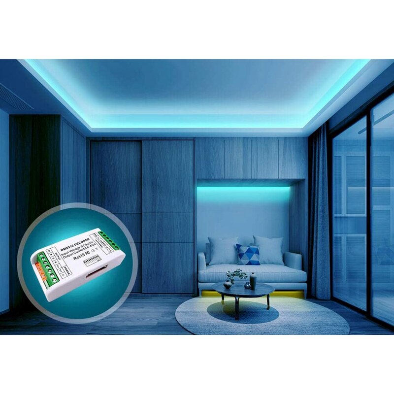 Mini 4 Channel DMX RGBW Decoder 16A RGB RGBW Strip Controller DMX 512 Dimmer Driver for LED Strip Lights DC9-24V