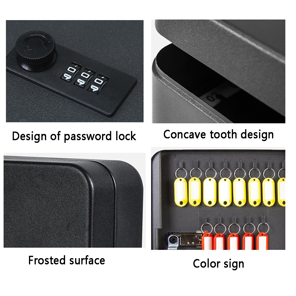 Organizer Home Lockable Security Wall Mounted Metal Key Safe Box Storage Cabinet Password Combination Lock Indoor Outdoor Car