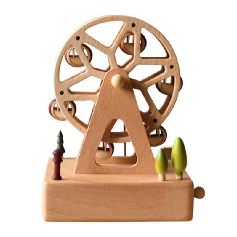 Romantic Carousel Wooden Music Box Rotating Handcraft Collection Home Decorations Christmas Valentine's Birthday Toys J60C: Ferris wheel