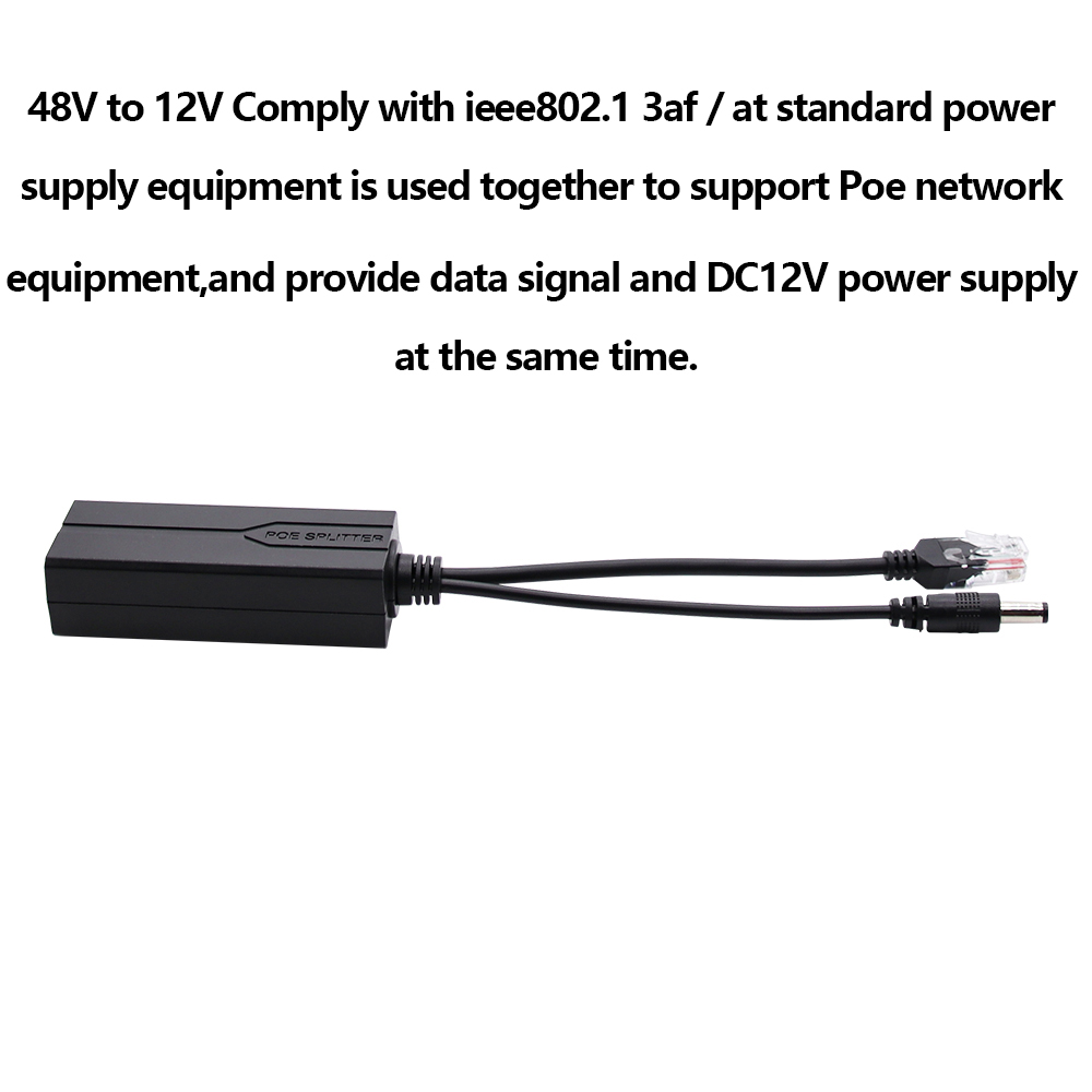 DSLRKIT Active PoE Splitter 48V To 5V 2.4A - IEEE802.3af Compatible Pour Caméras IP