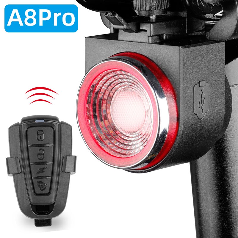 Audio Visuele Waarschuwing Lamp Remmen Licht Anti-Diefstal Alarm Draadloze Controle Led Lantaarn Remote Call Bike Finder Sirene A8Pro 800Mah