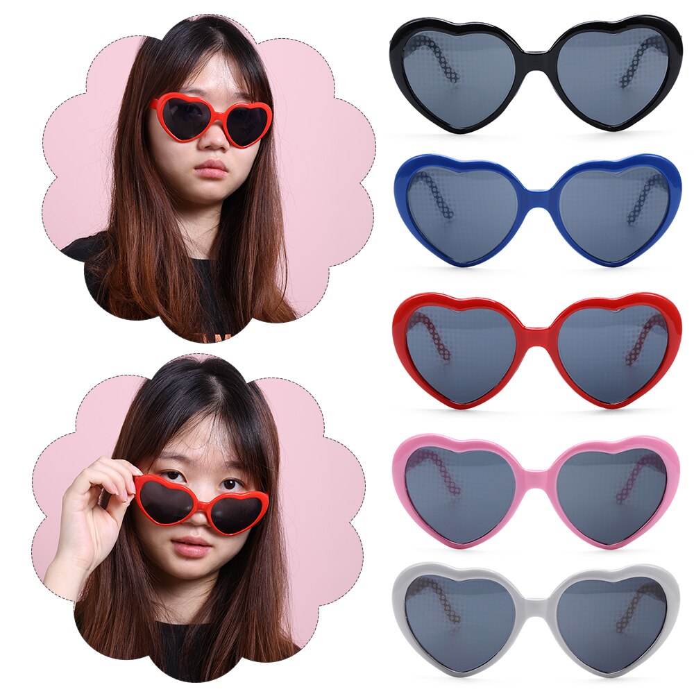 Unisex Hartvormige Liefde Effecten Bril Horloge De Lichten Veranderen Hart Diffractie Bril 'S Nachts Liefde Lichten Mode
