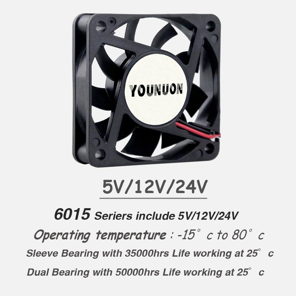 2 kpl 60mm 6015 5v 12v 24v harjaton usb 2 pin 3 pin dc jäähdytystuuletin 60 x 60 x 15mm 6015 6cm pc pc cpu kotelon jäähdytykseen